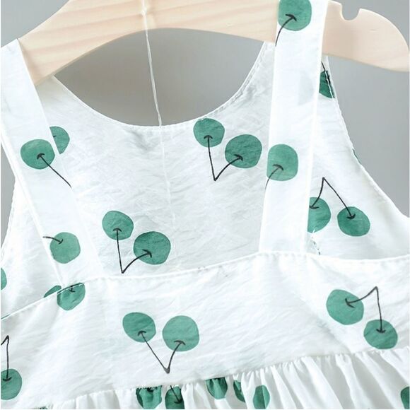 Adorable Baby Toddler Cherry Print Dress and Hat Sz 12-18 Mos - Picture 5 of 7